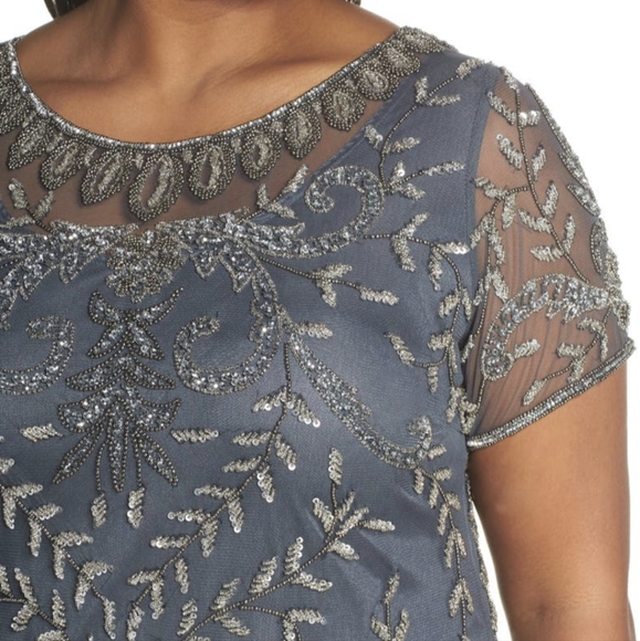 Pissaro Nights Beaded Cocktail Dress (Plus Size) - Picture 4 of 11